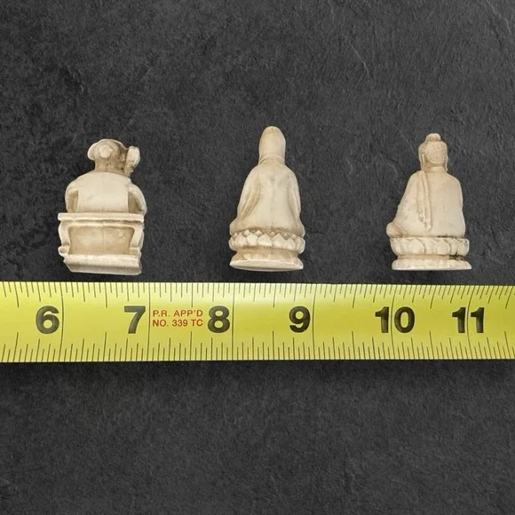 Vintage Chinese Resin Figurines Set of 6 Faux Ivory Decor Mid Century Intricate‎